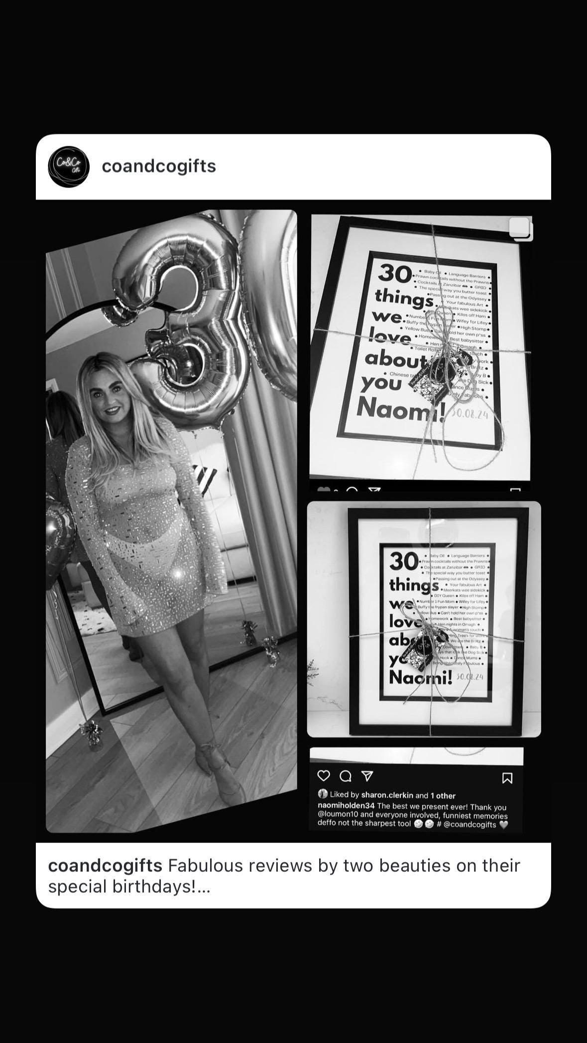 30 Things We Love About You | Personalised Keepsake Gift