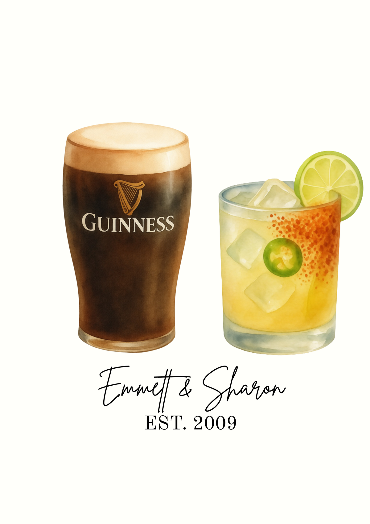The Perfect Pair | Personalised Drinks Prints